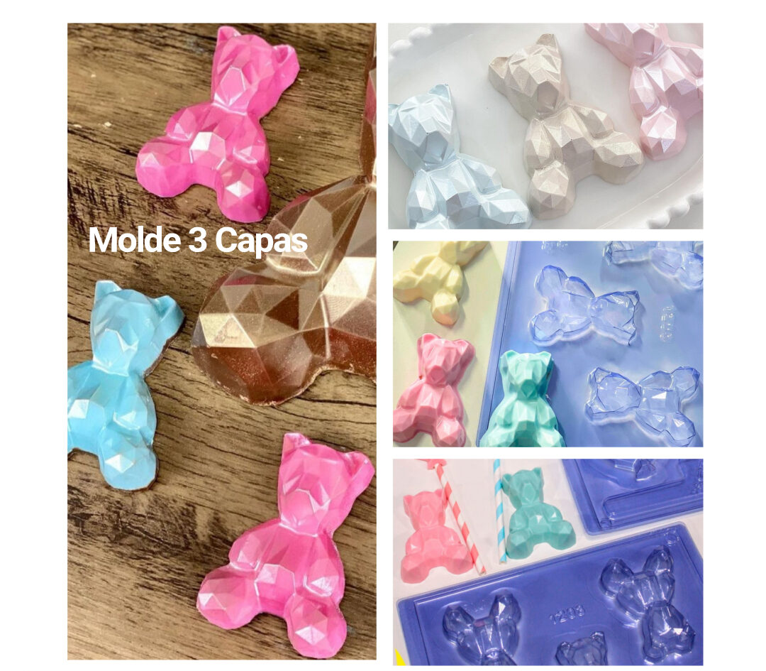 Molde 3 capas 3 osos geometrico 8x5x2.5cm