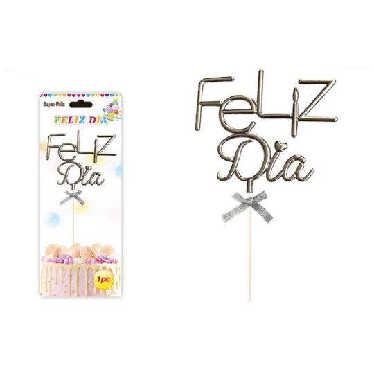 Topper Feliz Día Plateado