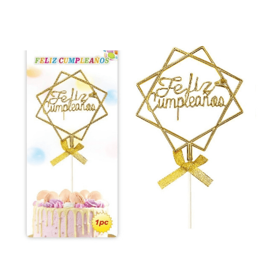 Topper Feliz cumpleaños Mod.2 Dorado