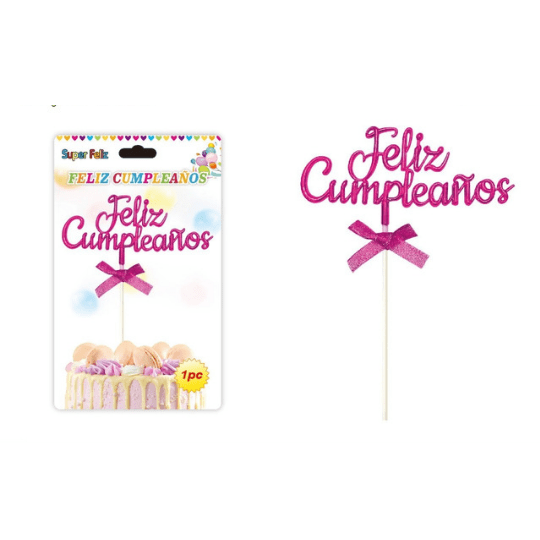 Topper Feliz cumpleaños Fucsia