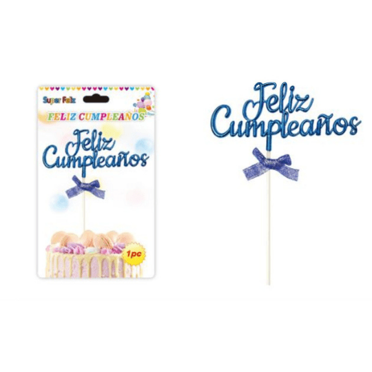Topper Feliz cumpleaños Azul