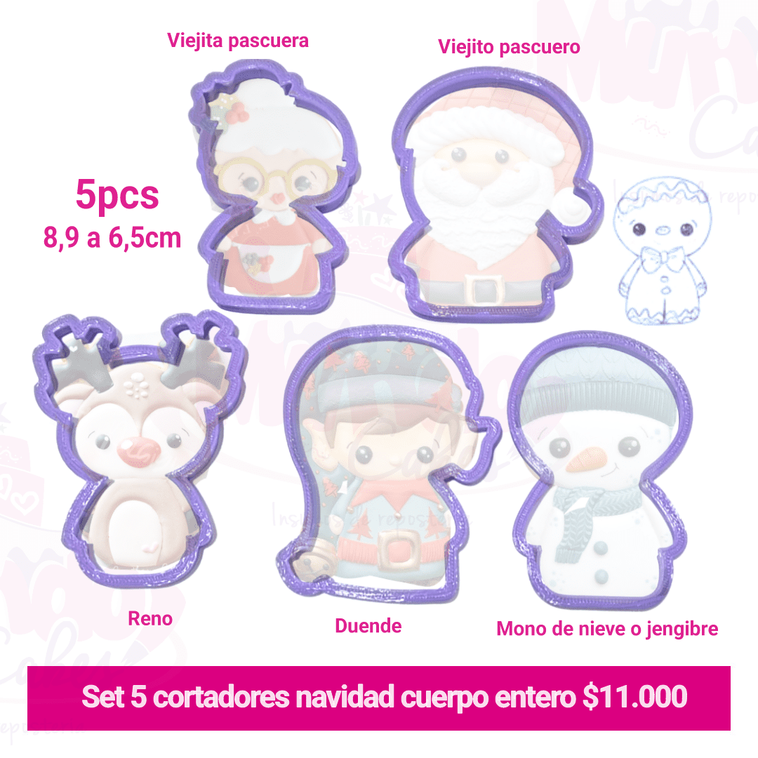 Set 5 cortadores Navidad cuerpo entero