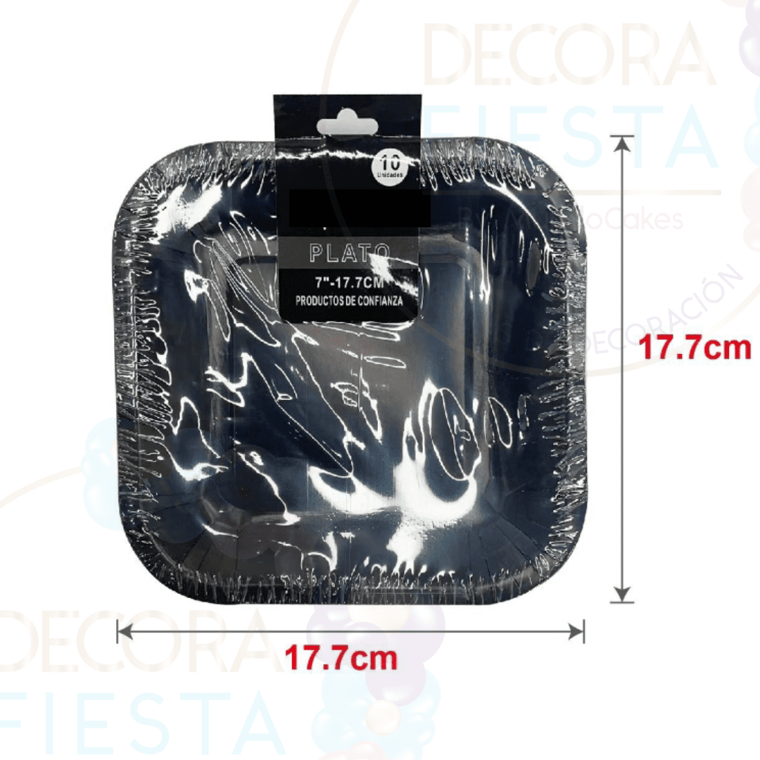 10 platos cuadrados negros