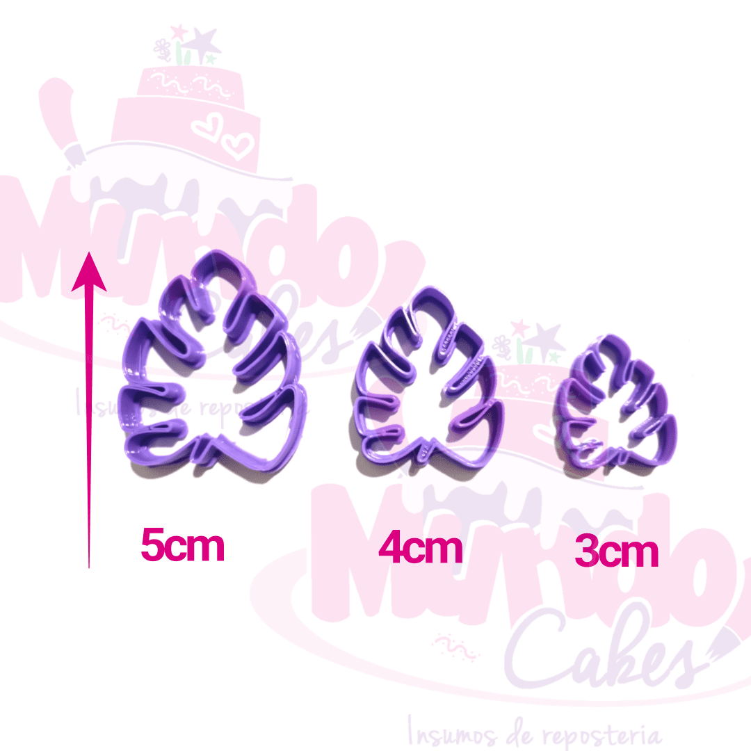 Set 3 cortadores hoja tropical 5cm 4cm y 3cm