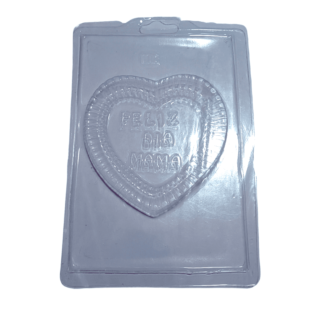 Molde plástico Feliz Día Mamá corazón