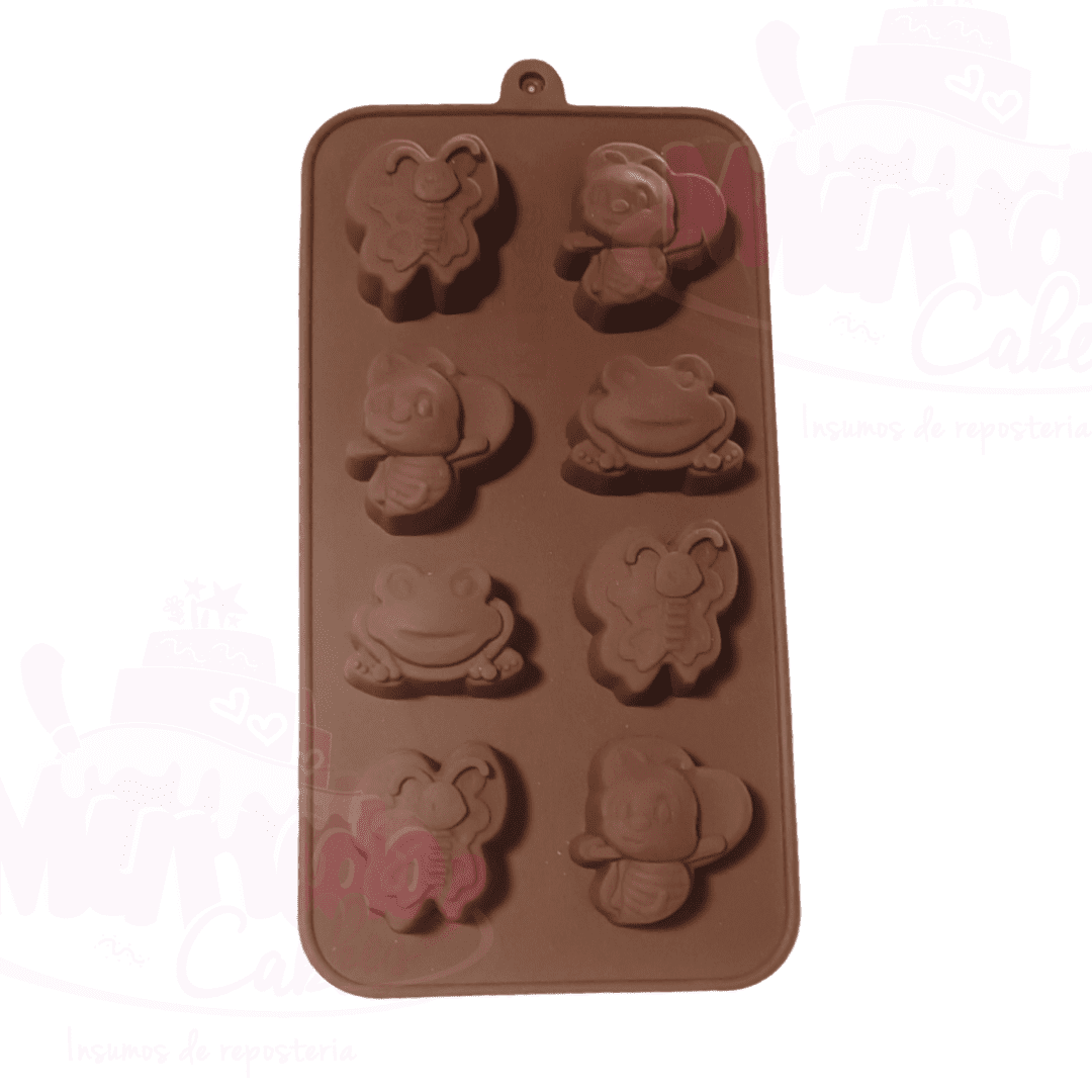 Molde silicona para chocolate mariposa. Abeja. Rana