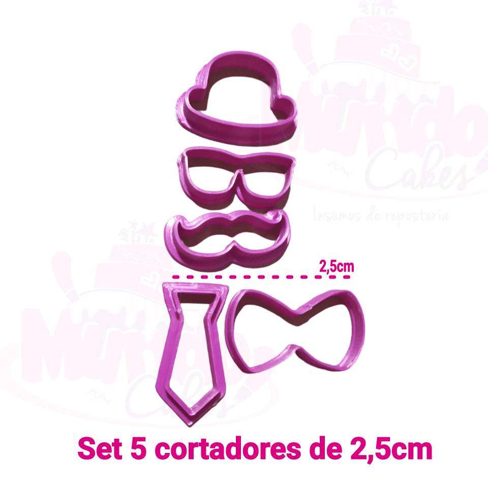 Set 5 cortadores día del padre 2,5cm