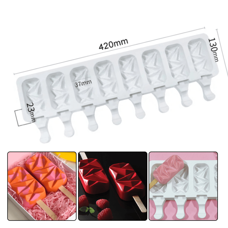Molde silicona 8 paletas geometrica 7cm