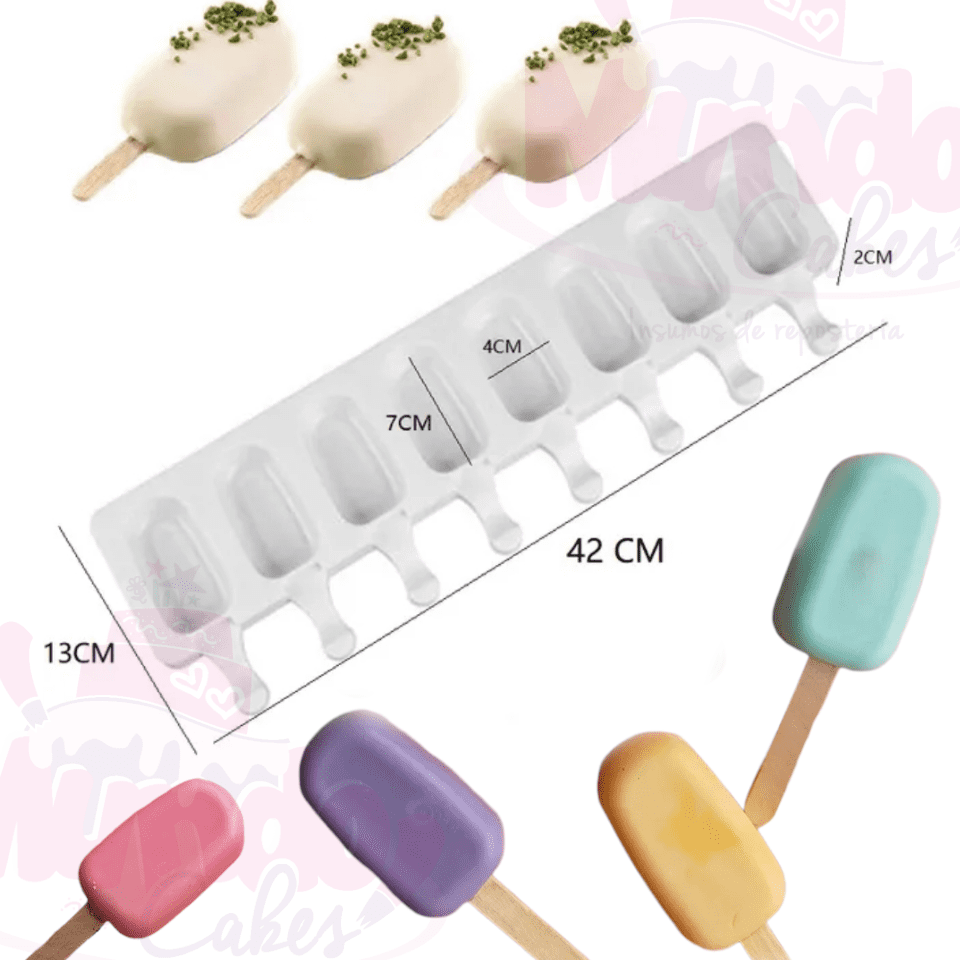 Molde silicona 8 paletas tipo Magnum 7cm
