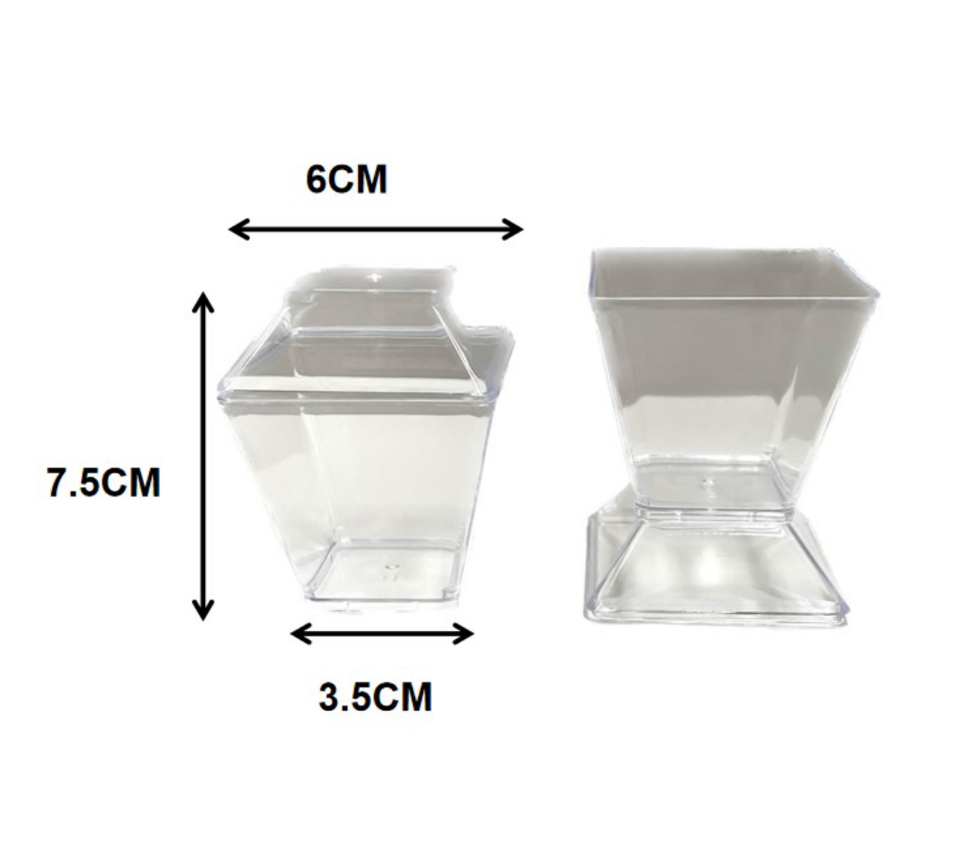 12 vasos acrílicos con tapa