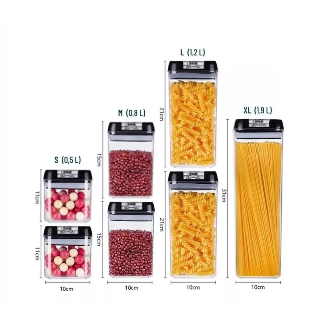 Set 7 contenedores herméticos tapa blanca