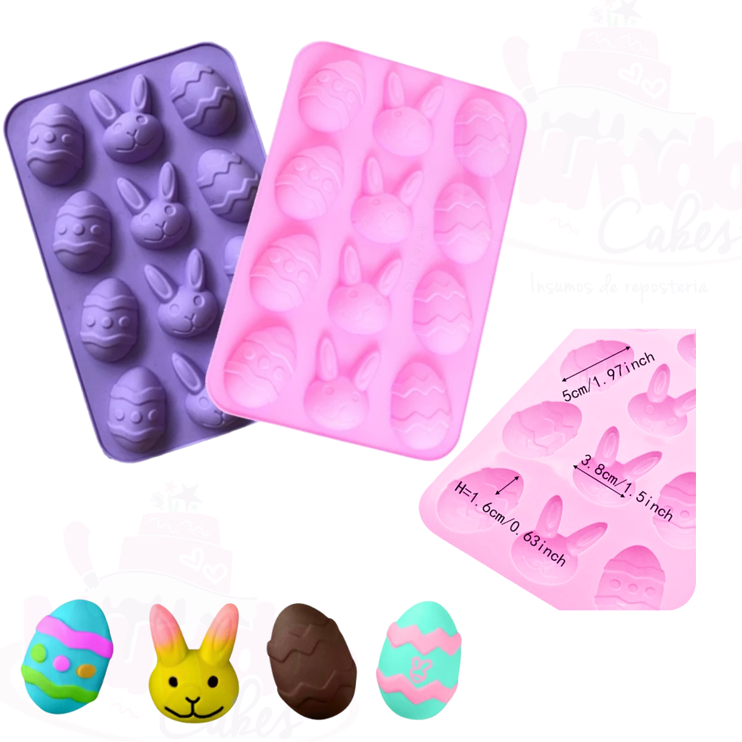 Molde silicona conejos y huevos