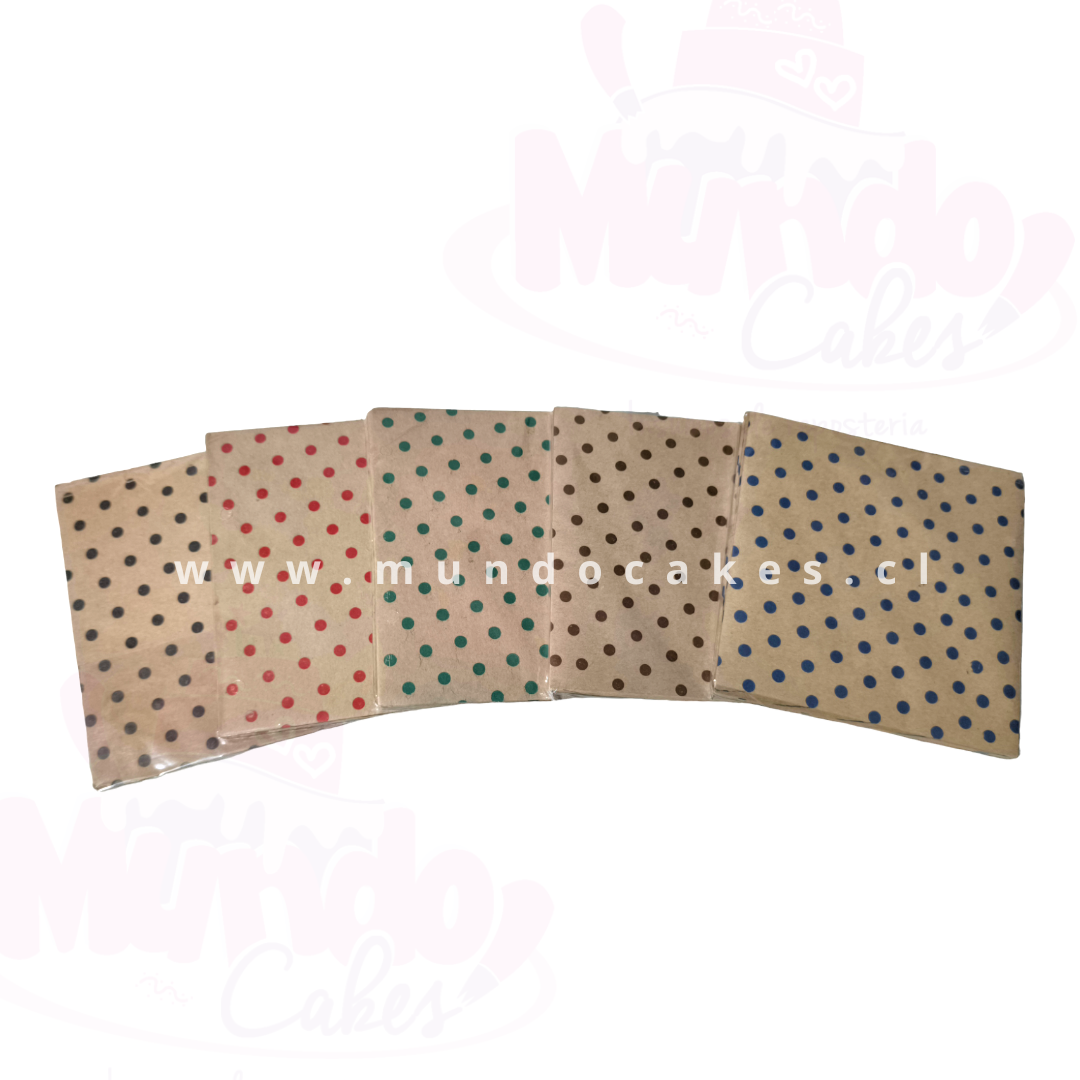 Papel alfajor artesanal 100unid 14x14cm Puntos