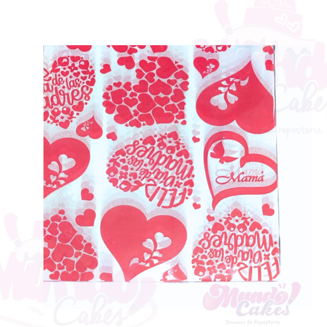 Papel alfajor Día Mamá 100unid 14x14cm