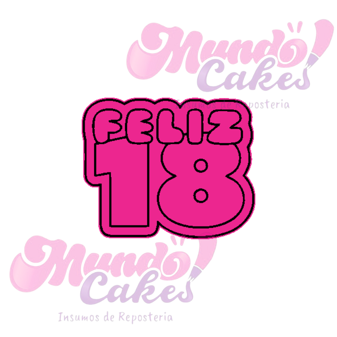 Cortador con marcador Feliz 18 modelo 2 - 8cm